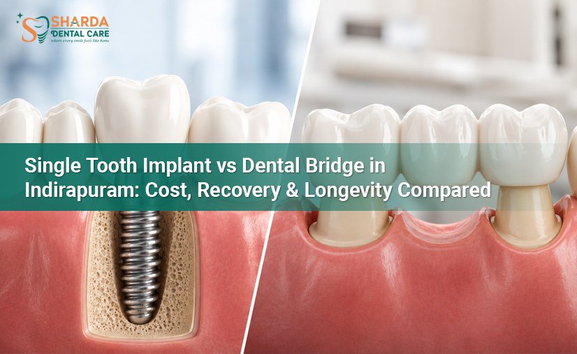 Single-Tooth-Implant-vs-Dental-Bridge-in-Indirapuram-Cost-Recovery-&-Longevity-Compared